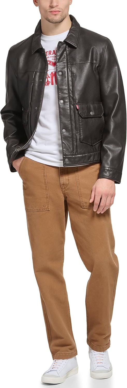 Мужская легкая куртка-рубашка Levi's для дальнобойщиков Levi's, Dark Brown Faux Leather — фото 4