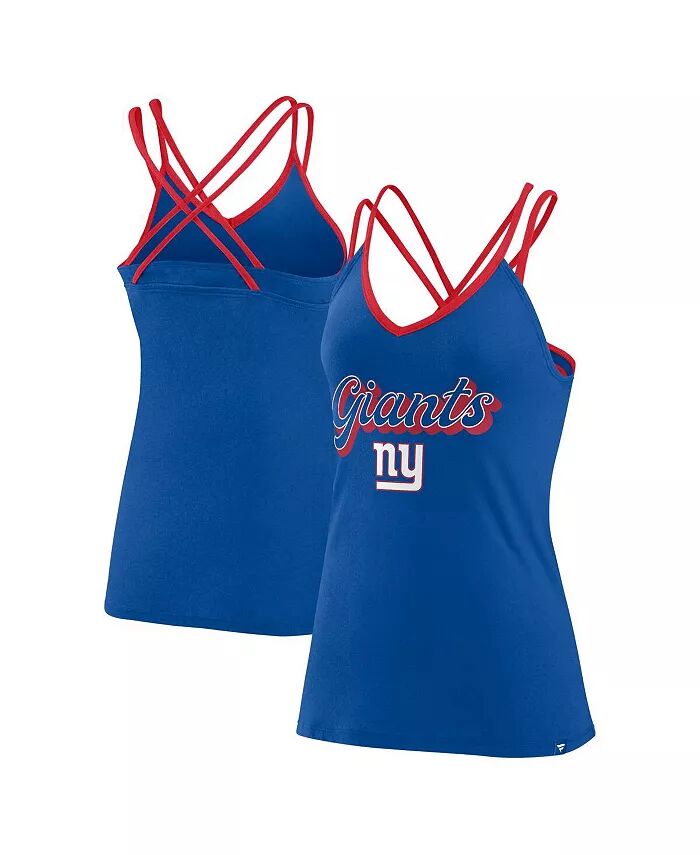 

Женская майка Royal New York Giants Go For It с перекрещивающимися бретелями на спине Fanatics