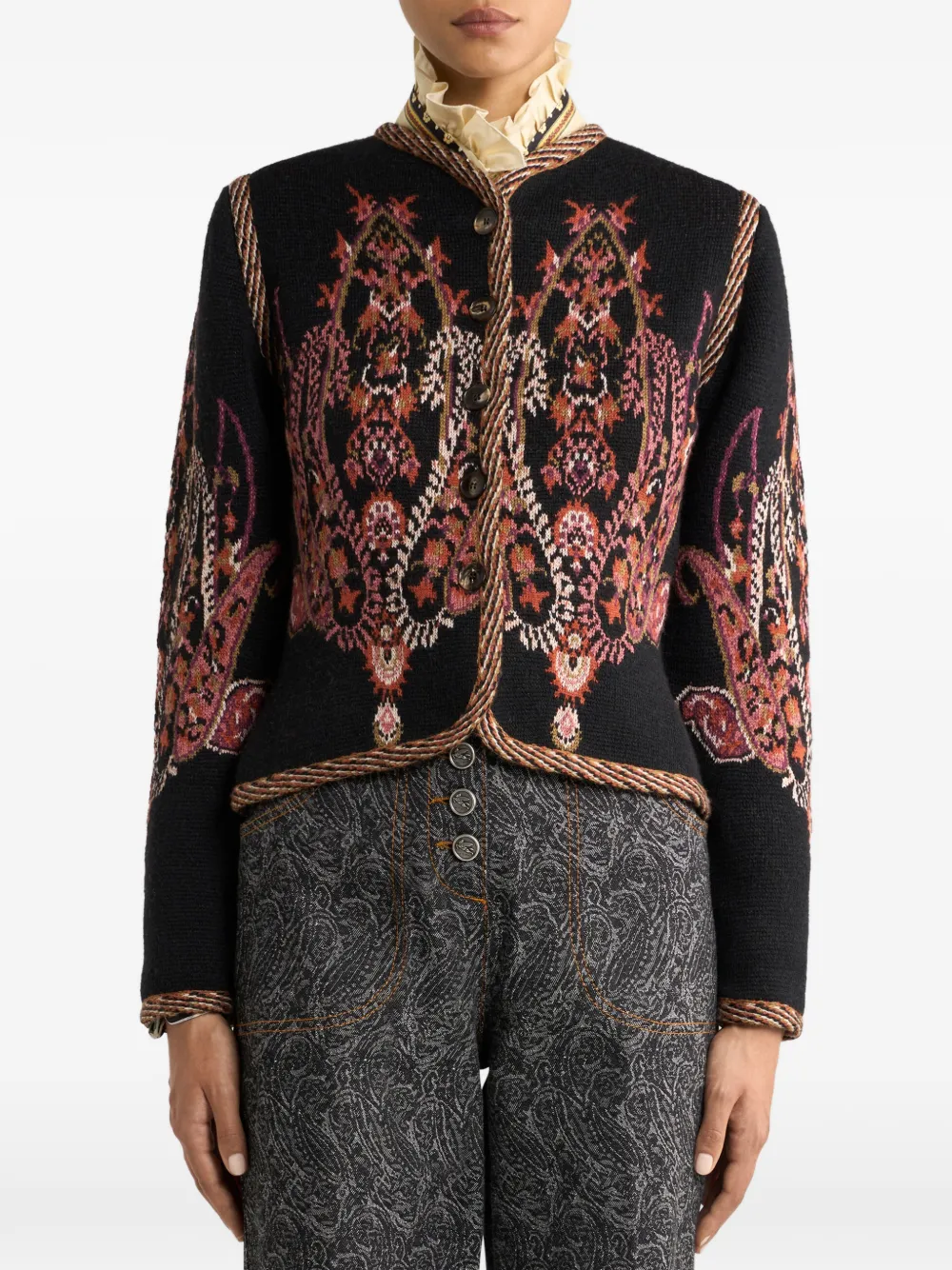 Кардиган с жаккардовым узором "пейсли" Etro, черный — фото 3