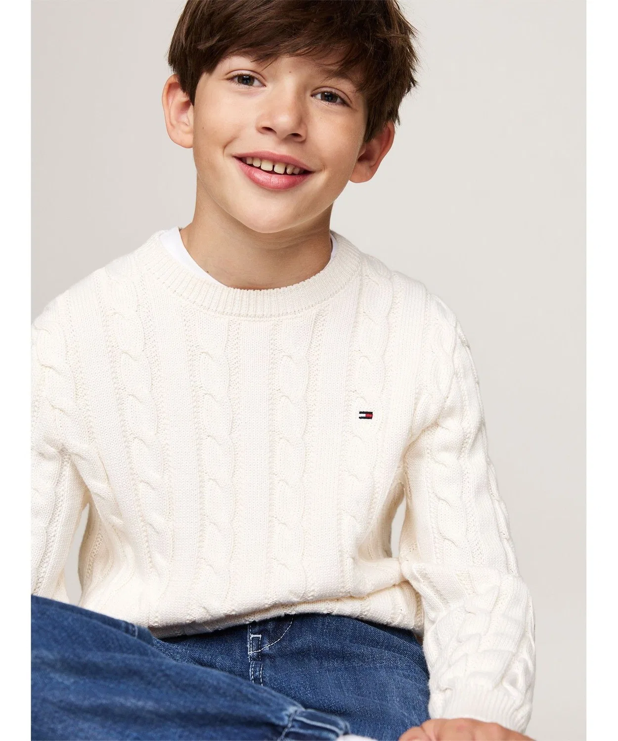 Свитер Tommy Hilfiger для мальчиков, хлопковый, тёмно-синий — фото 3