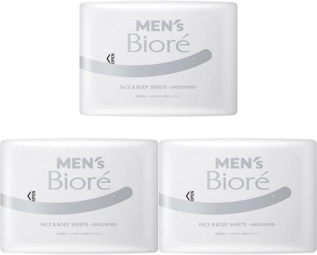 Набор для макияжа Мужской Biore Body Sheet без запаха 3 упаковки по 26 листов