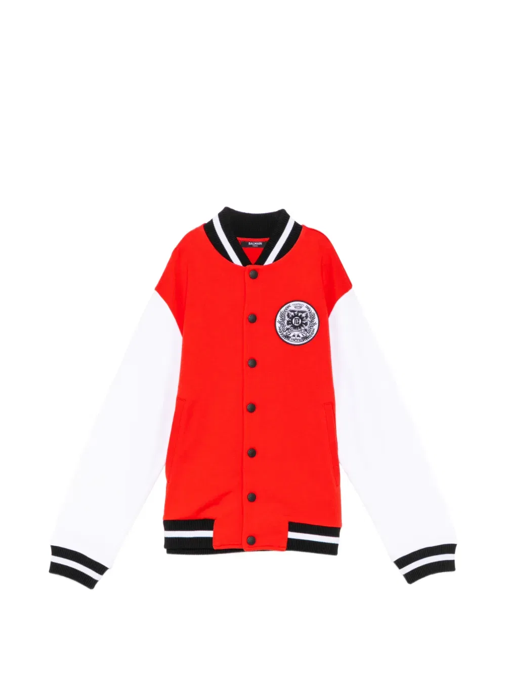Двухцветная куртка с нашивкой в виде логотипа Balmain Kids, красный