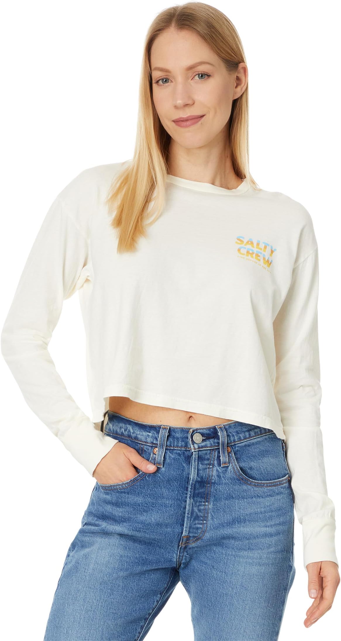 

Лонгслив Salty Crew Boardwalk Long Sleeve Crop, цвет Off White