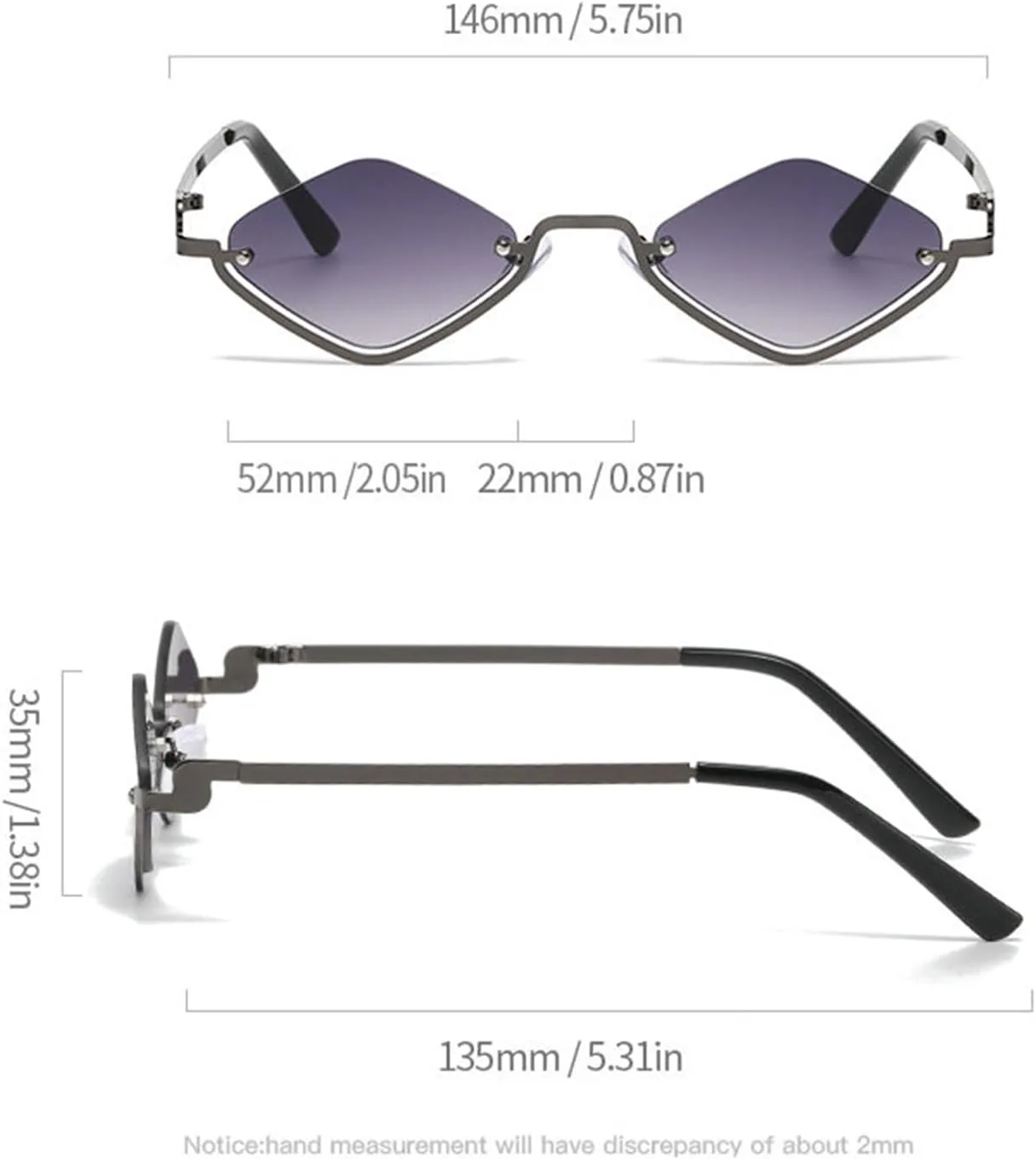 

Женские солнцезащитные очки в форме бриллианта, маленькие, в стиле хип-хоп, с полуободковой оправой, металлические узкие винтажные очки для женщин и мужчин helena, C6