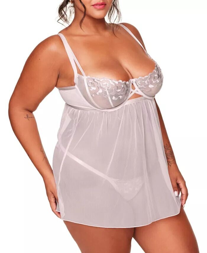 

Плюс размер Jestina Babydoll Нижнее белье Adore Me, фиолетовый