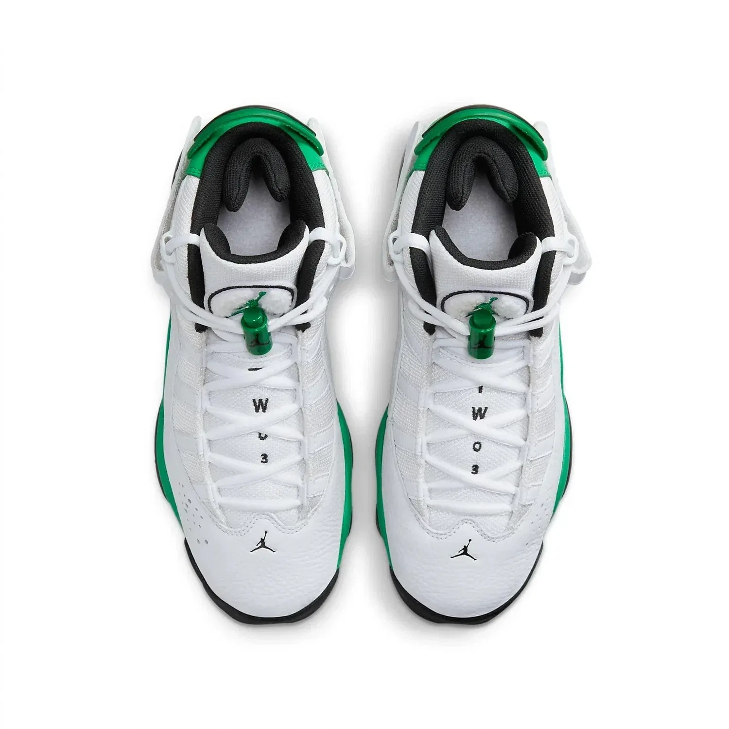 Детские баскетбольные кроссовки Air Jordan Rings GS - белые с зелеными вставками — фото 4