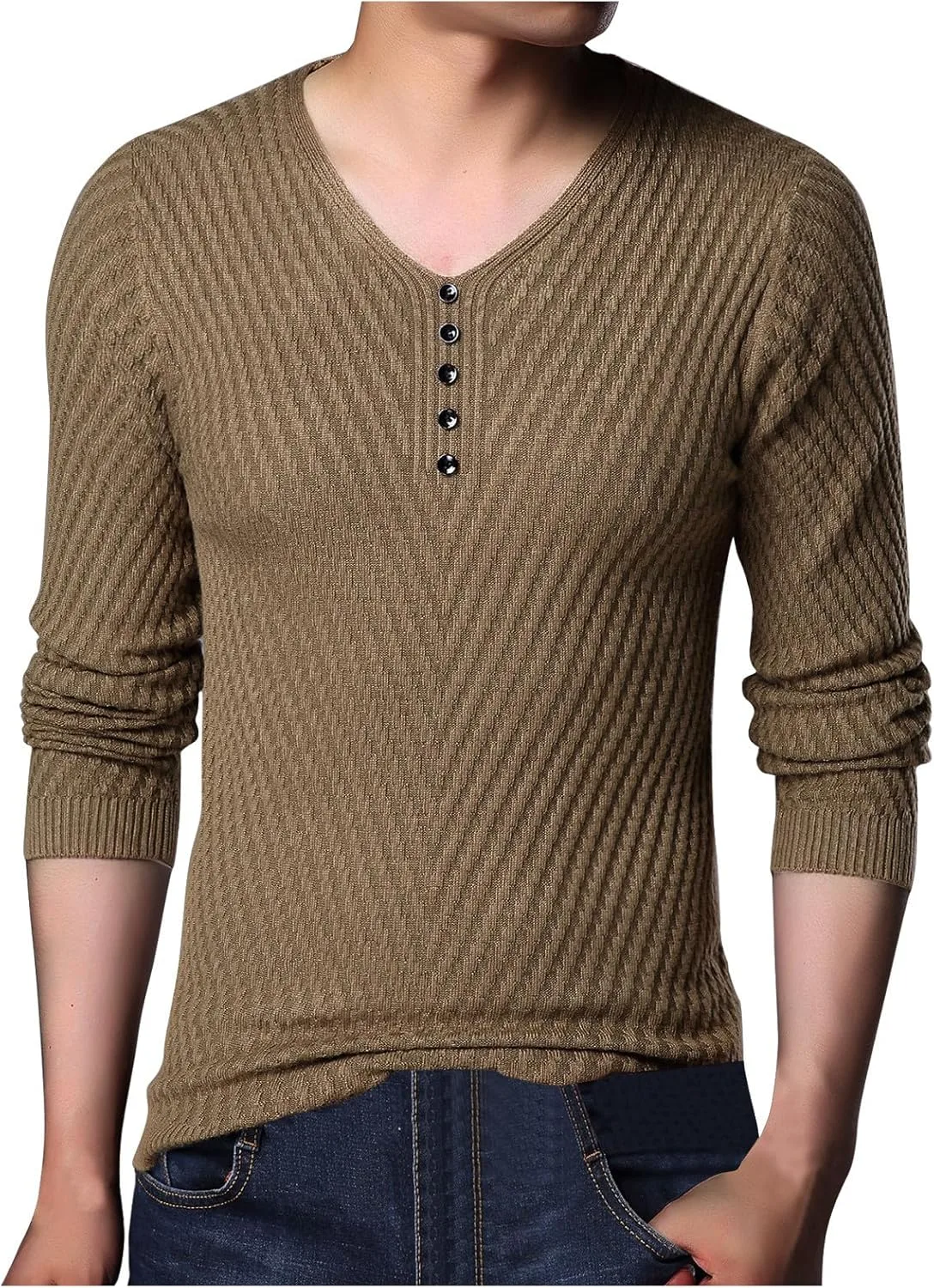 

Dgoopd мужской свитер с V-образным вырезом, длинный рукав, легкий пуловер