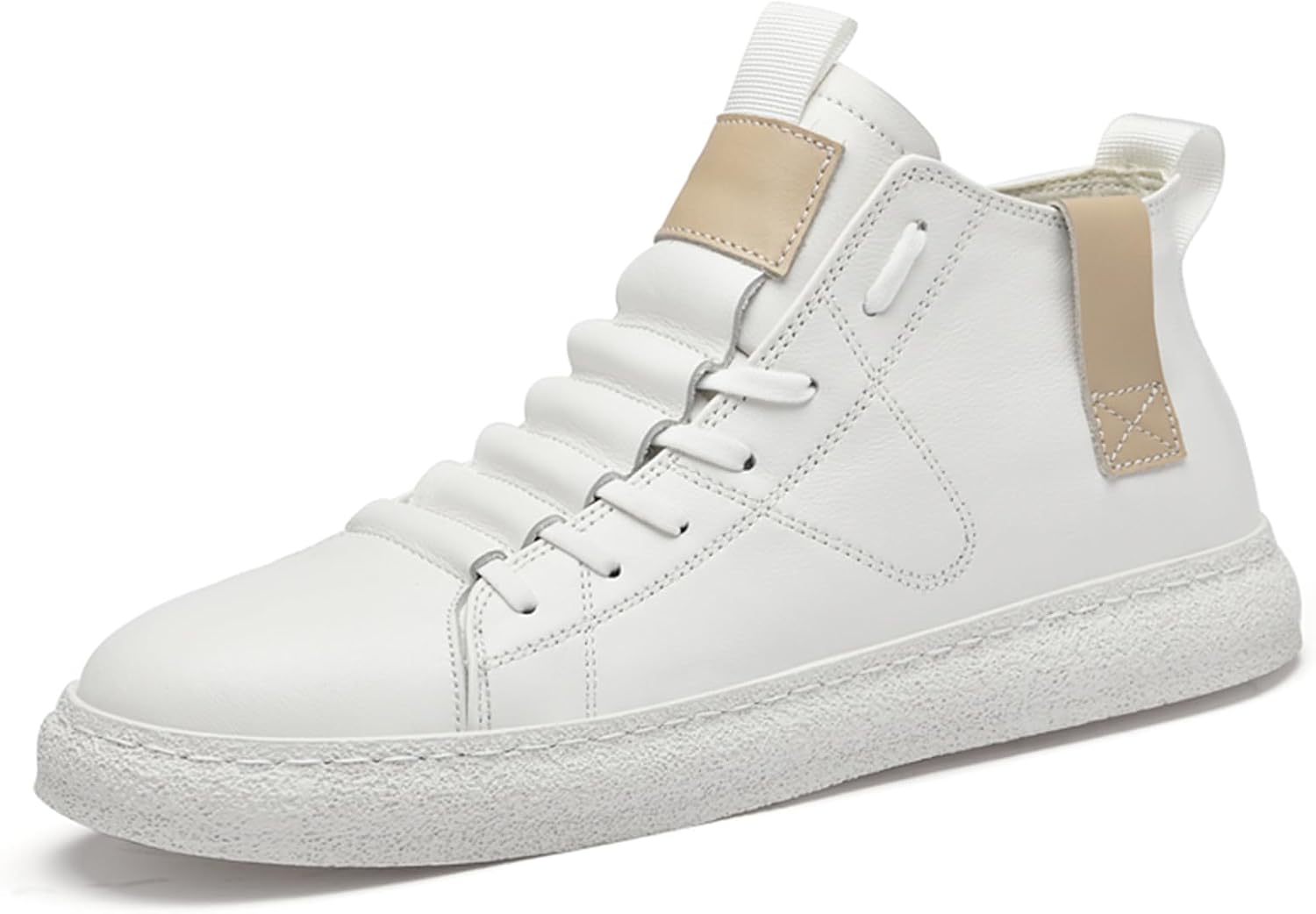 

Мужские повседневные обувь, модные высокие кожаные кроссовки, дышащие и удобные для ходьбы Abborora, белый