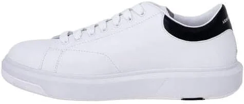 Кроссовки Armani Exchange Herren из натуральной кожи, простой дизайн, с напечатанным логотипом на задней части, белый/черный