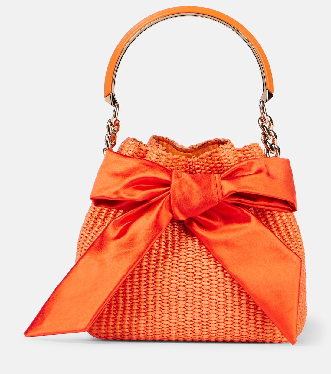 

Сумка-ведро из рафии с бантом Bon Bon Jimmy Choo, Mandarine