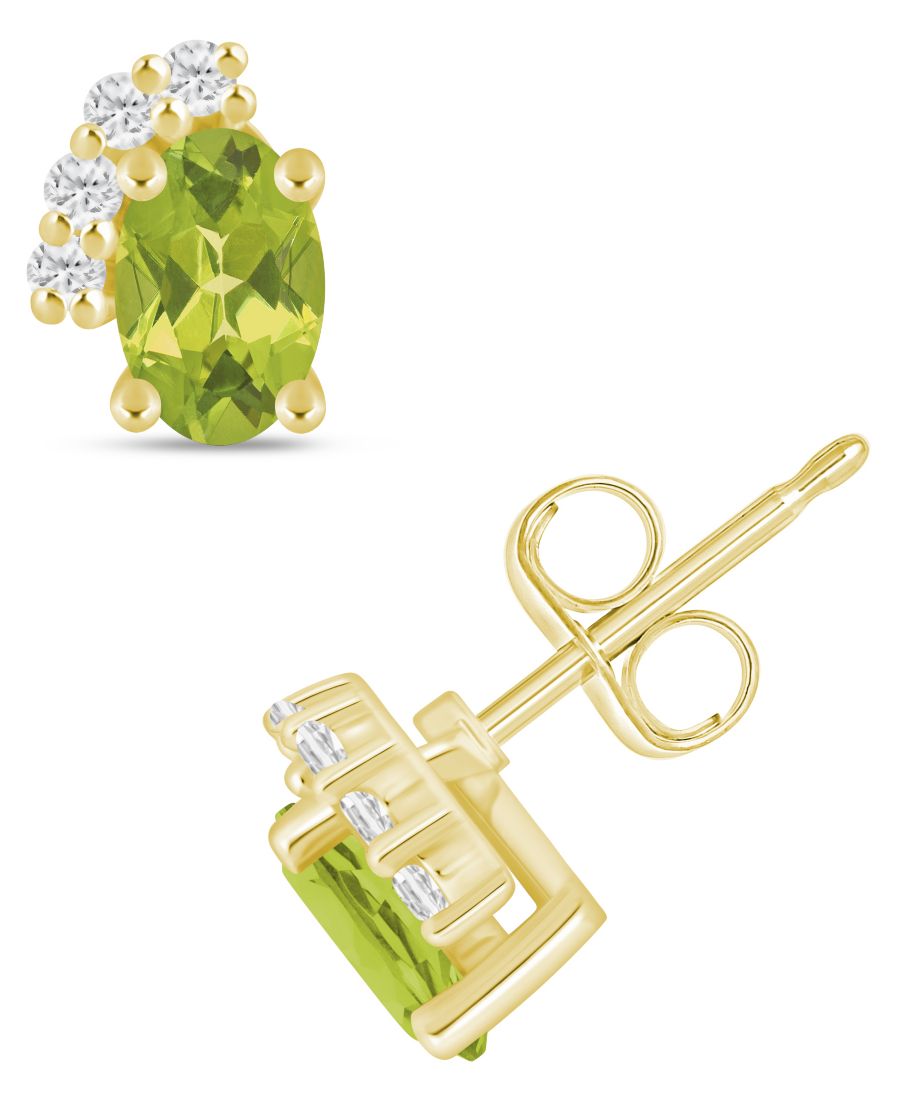 

Серьги с драгоценными камнями и бриллиантами (1/10 карата) в оправе из белого золота 10 карат (также доступны в оправе из желтого золота 10 карат) Macy's, Peridot White Gold