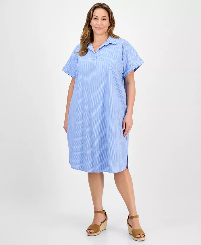 

Платье-рубашка Plus Size в полоску с запахом Style & Co, синий
