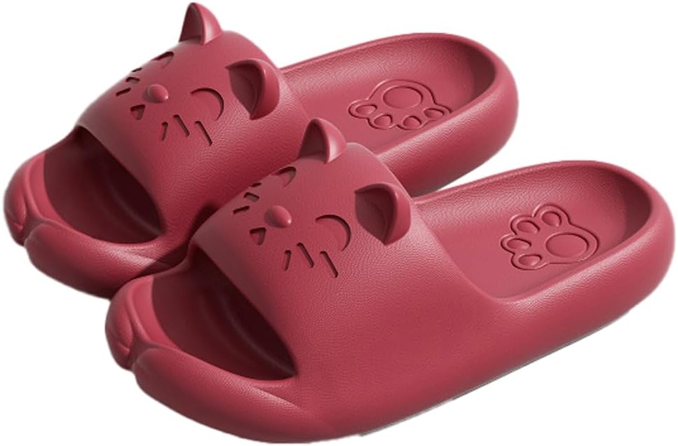 

Женские и мужские шлепанцы с милым мультяшным дизайном Rungion, быстро сохнущие, для ванной, с противоскользящей подошвой, домашние тапочки-подушки, красный