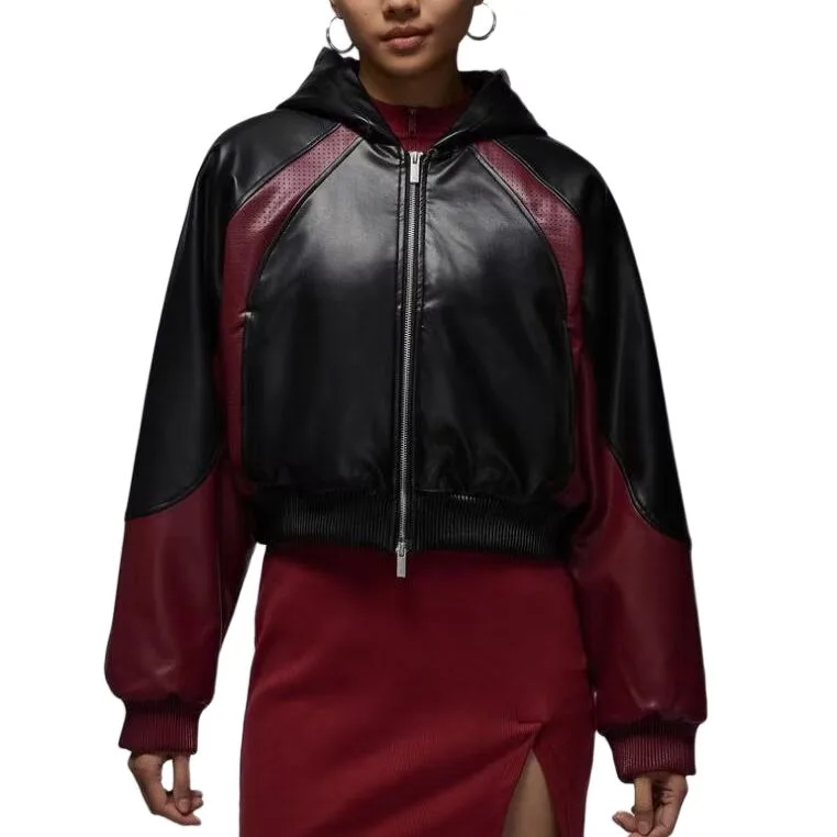 Кожаная куртка AS W J FLTFX LTHR Jordan, Black/Burgundy
