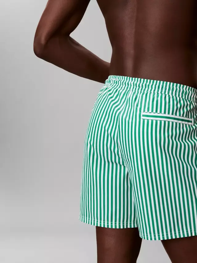 Плавки-шорты Stripe Performance Woven Swim Shorts, зеленые, средней длины Calvin Klein — фото 4