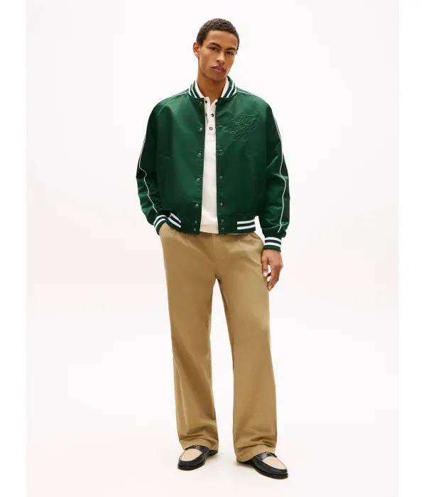 Атласная куртка-бомбер VARSITY loose fit Tommy Hilfiger, бутылочно-зеленый — фото 2