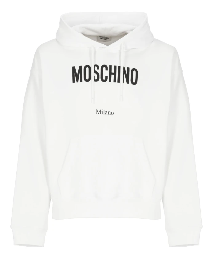 

Белая хлопковая толстовка с капюшоном и логотипом. Moschino, белый