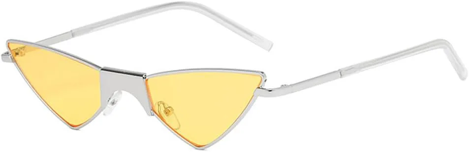 

Женские солнцезащитные очки MUTYNE Fashion «кошачий глаз», маленькие очки из сплава для женщин и мужчин, защита от ультрафиолета UV400, C6 Silver -Yellow