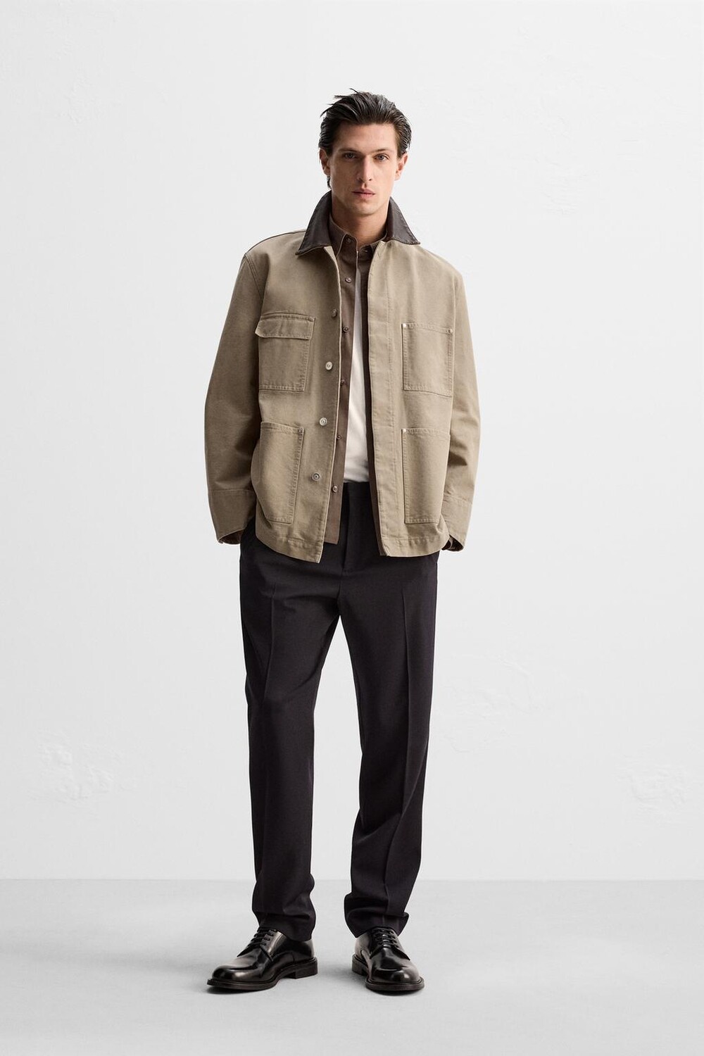 

Куртка из мытой палужины ZARA, серо-коричневый