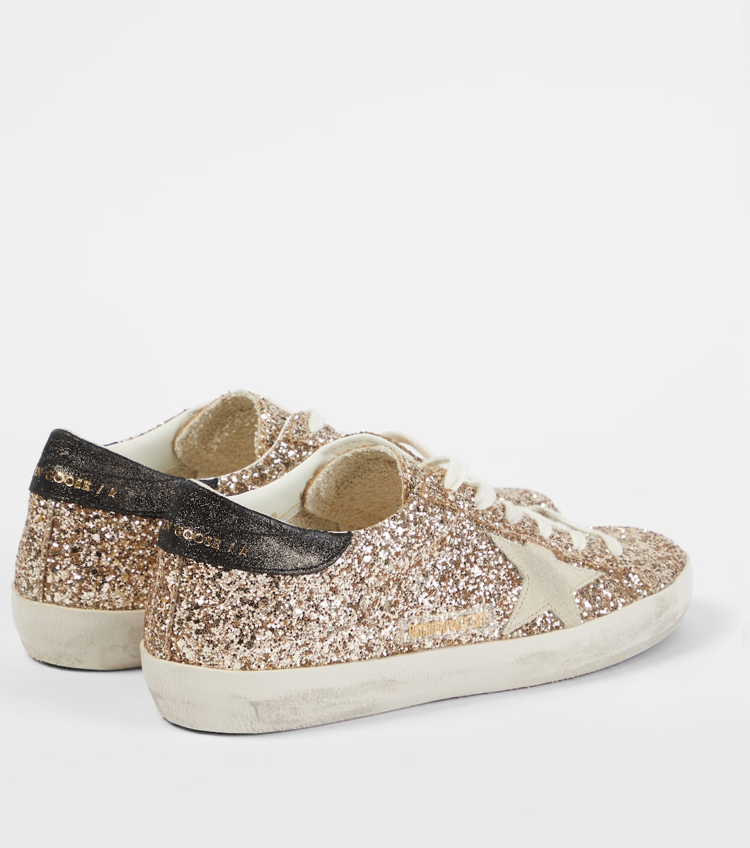 Суперзвёздные кроссовки с блёстками Golden Goose, Gold Glitter / Cream Suede — фото 3
