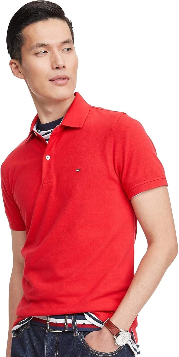 

Мужская рубашка-поло Tommy Hilfiger Stretch Slim Fit Pique, (Summer 2020) Apple Red, Красный, Мужская рубашка-поло Tommy Hilfiger Stretch Slim Fit Pique, (Summer 2020) Apple Red