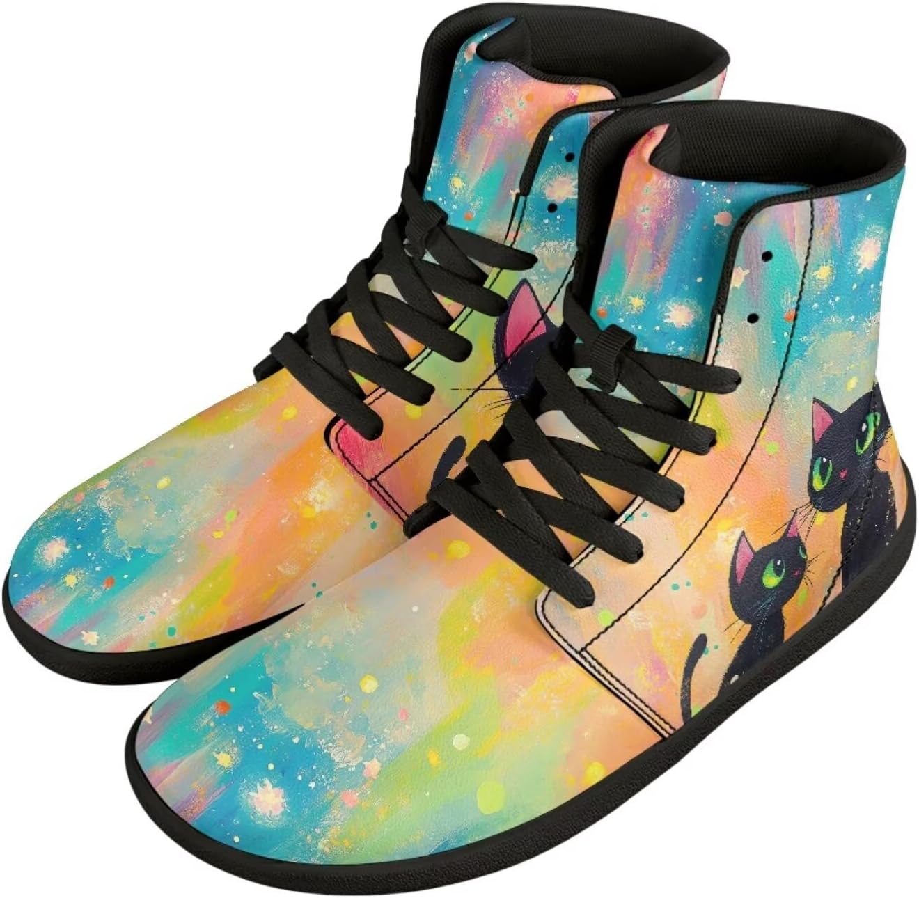 

Мужские высокие кроссовки с минималистичным дизайном, обувь для ходьбы с нулевым падением, слипоны, кроссовки на шнуровке, обувь для бега по дороге, обувь с животными мотивами Chririnla, черный