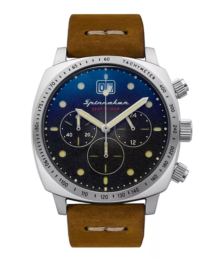 

Мужские часы Hull Chrono с коричневым ремешком из натуральной кожи, 42 мм Spinnaker, коричневый