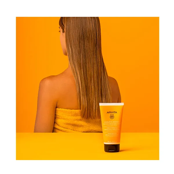 Питательный и восстанавливающий кондиционер Keratin Repair Apivita, 150 ml — фото 4
