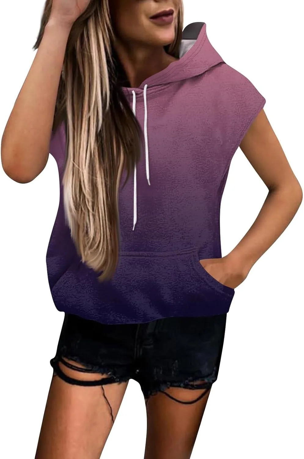 

MKLUNJOP безрукавка с капюшоном летняя женская