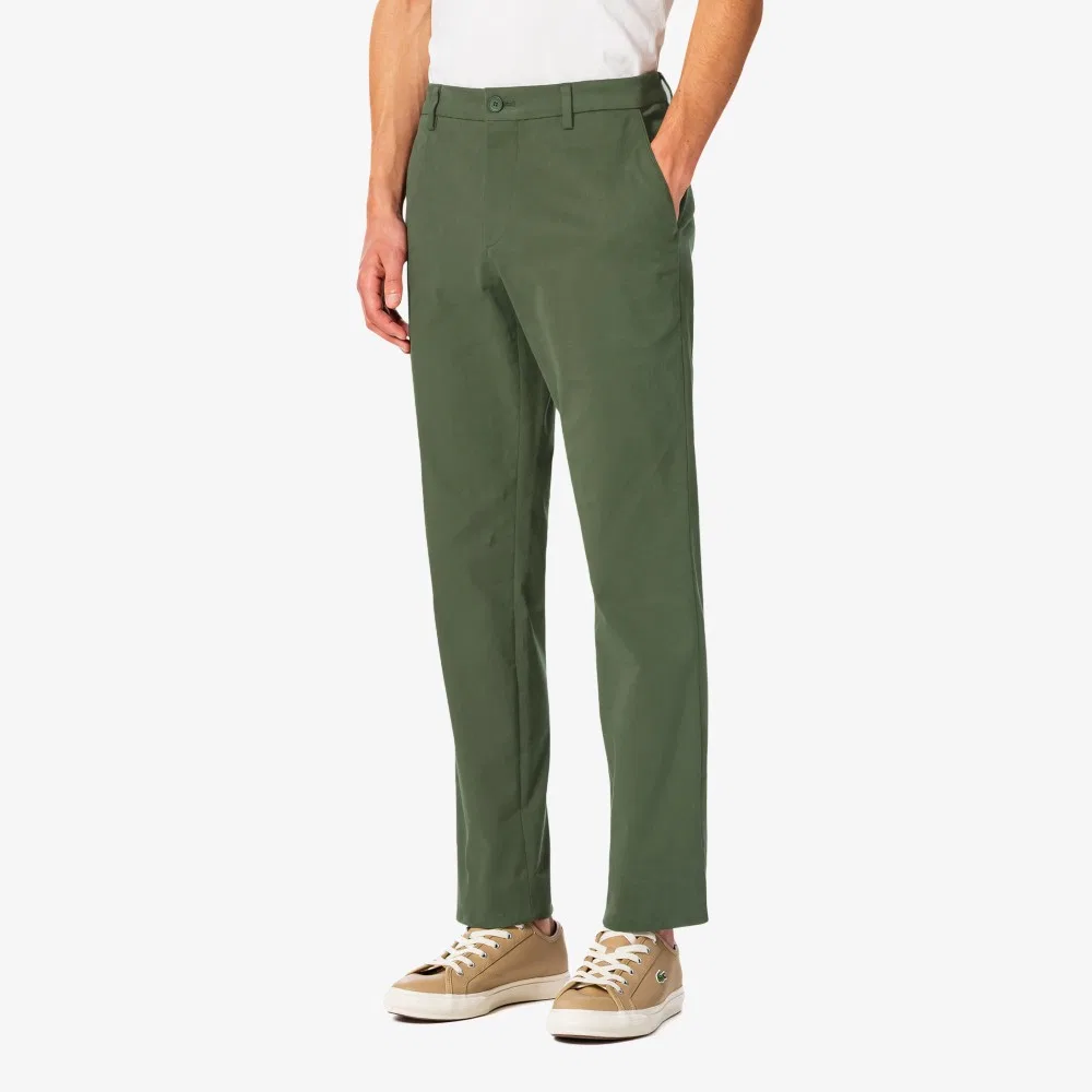 Мужские брюки чиносы с начёсом тёмно-хаки от Lacoste — фото 2