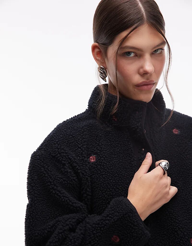 Флисовый пуловер Levi's Kasey с цветочным принтом черного цвета — фото 3