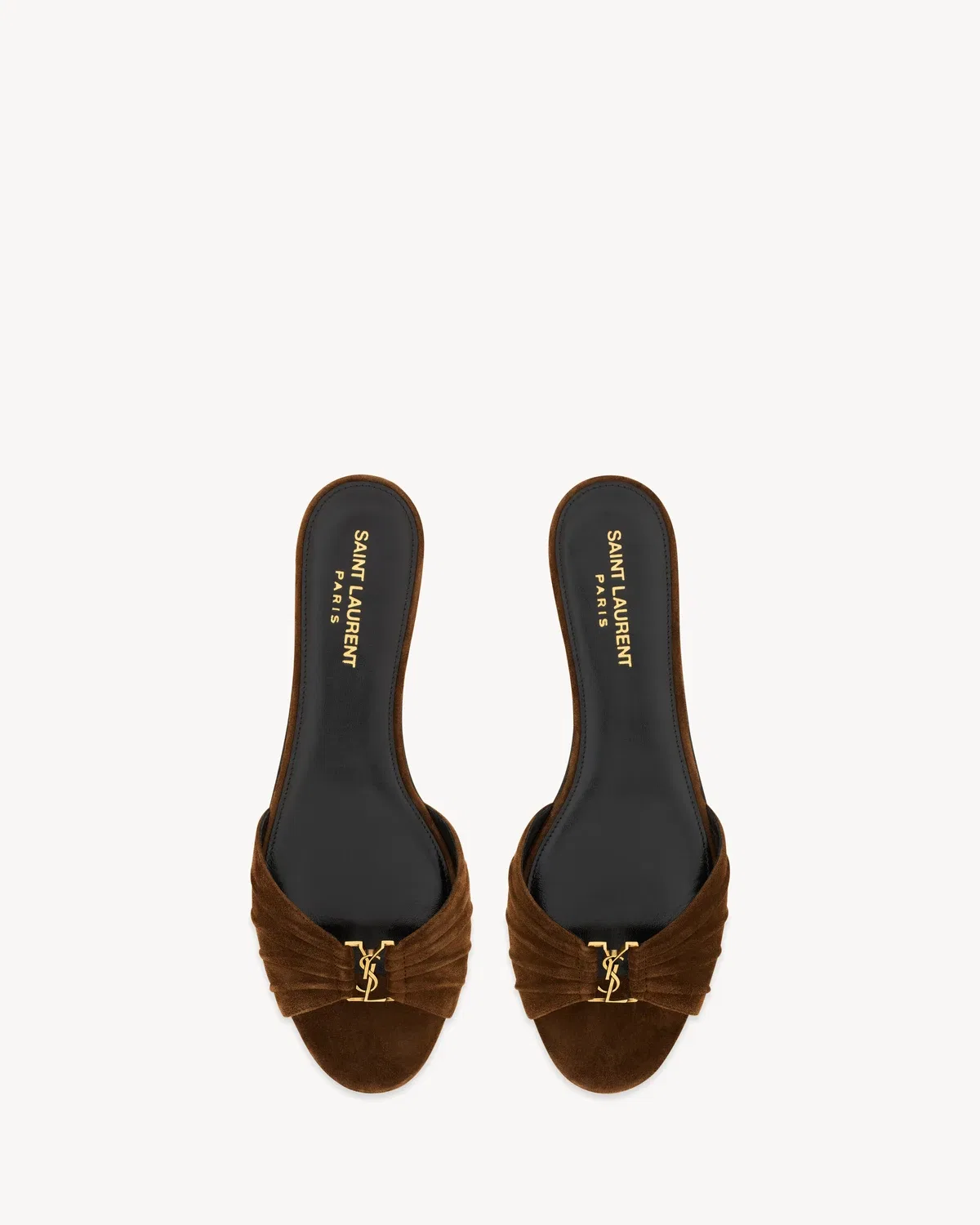 Слайды BABYLONE из замши SAINT LAURENT, коричневый