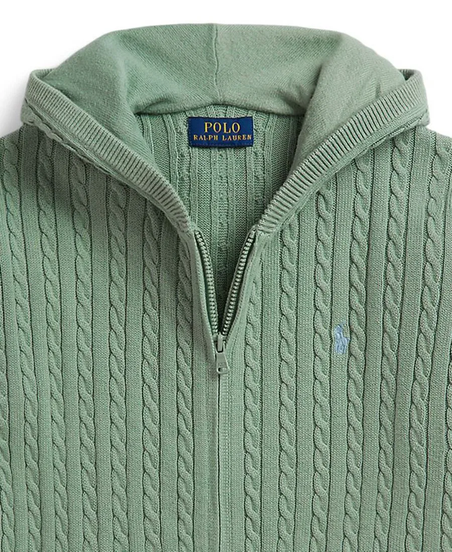 Детский мини-свитер с косами и застежкой-молнией, размер 7-16 Polo Ralph Lauren, мятный — фото 3