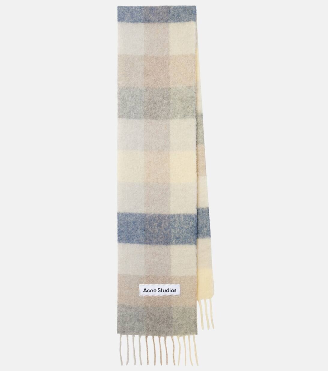 

Шарф из смеси шерсти и шерсти в клетку Vally Acne Studios, цвет vanilla/beige/lavender