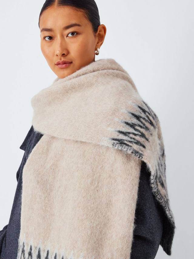

Шарф из смесовой шерсти с узором фэр-айл John Lewis, Natural/Multi
