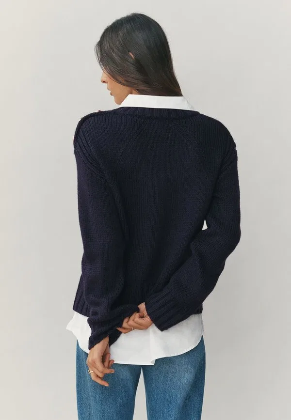 Джемпер с v-образным вырезом стандартного кроя Next, Navy Blue — фото 3