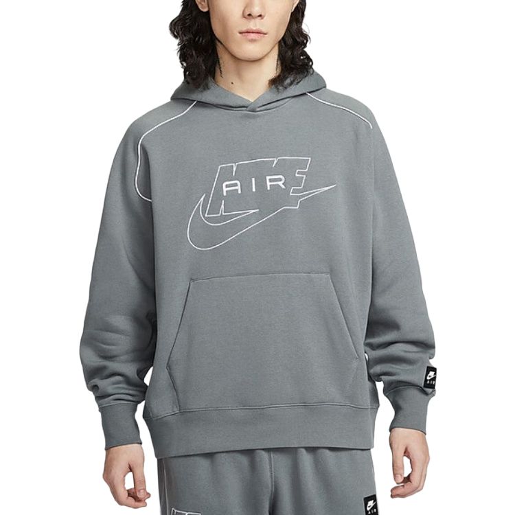 

Nike Мужская толстовка Air Sweatshirts серого цвета с капюшоном, средней высоты
