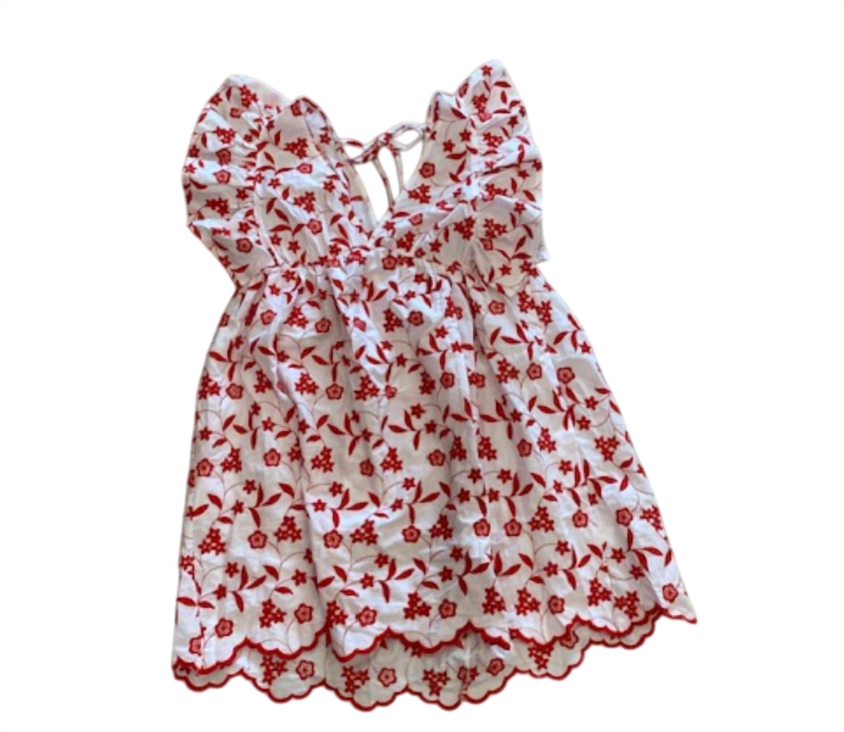 

Женское белое платье с красными цветами Day + moon