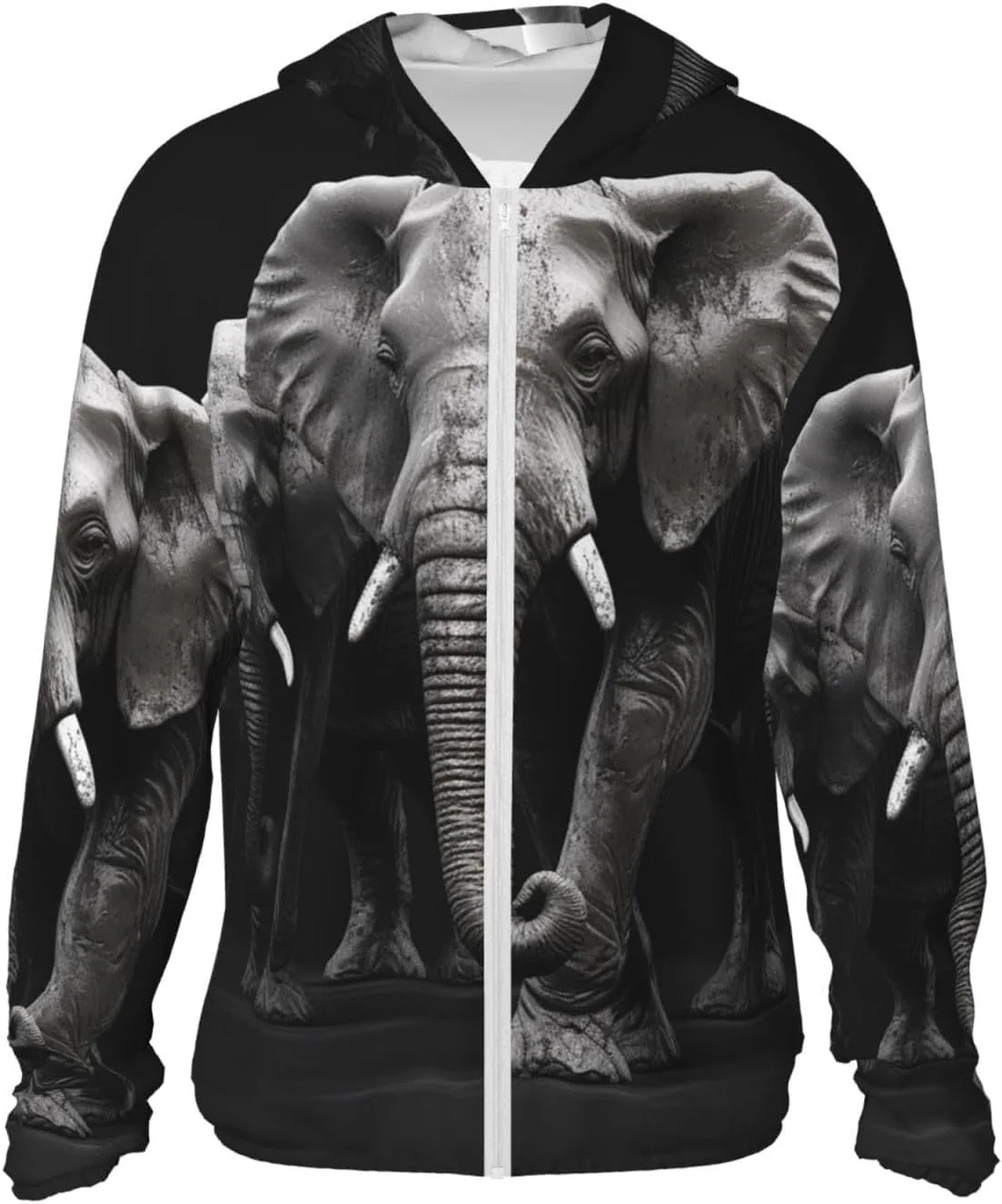 

Мужская толстовка с капюшоном UPF 50+ на молнии, 3D Gray Elephant FHEBNDS