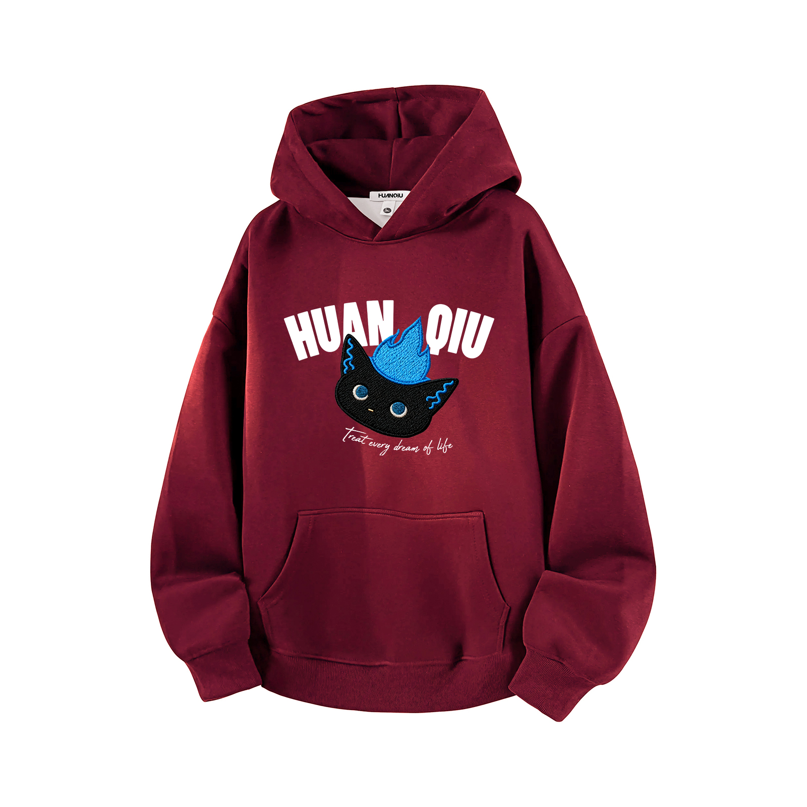 

Толстовка Unisex Hooded Moderate Heavyweight HUANQIU, burgundy (fleece-lined)