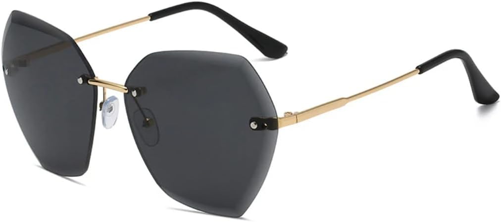 

Роскошные женские солнцезащитные очки без оправы неправильной формы, модные мужские очки для активного отдыха, путешествий, вечеринок, защита от УФ-излучения UV400 TVTBBVV, Gold Gray