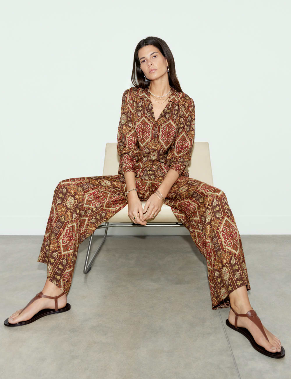 

Широкие брюки с принтом Marks & Spencer X SIENNA MILLER, разноцветный