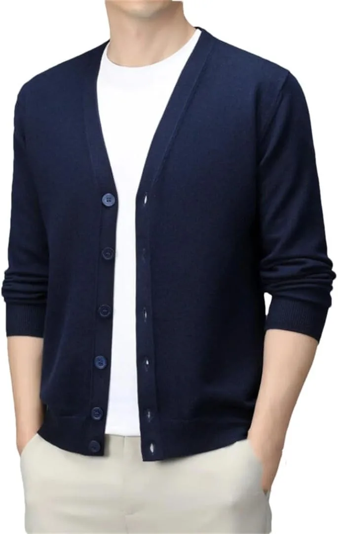 

Мужской легкий кардиган свободного кроя с V-образным вырезом QOAAIE