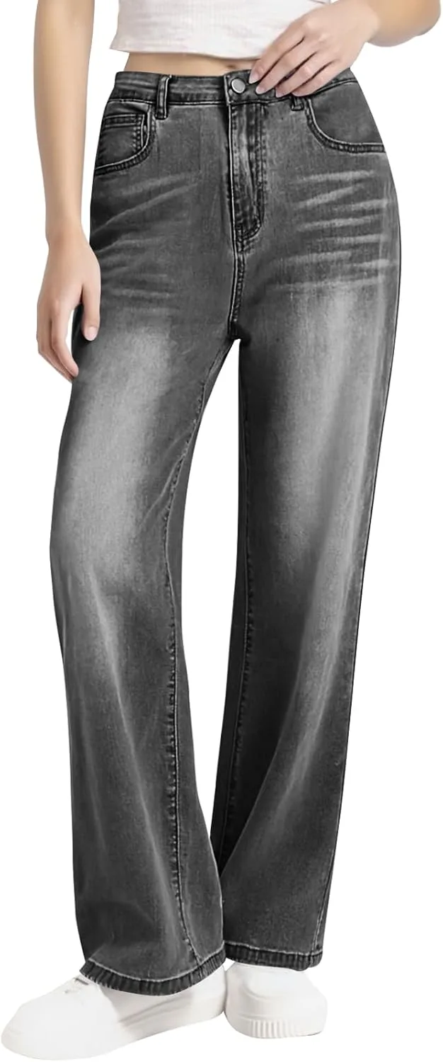 

Джинсы High Rise Straight Leg для женщин Stretchy Boyfriend Baggy Lounge Washed Distressed ZsaeSM