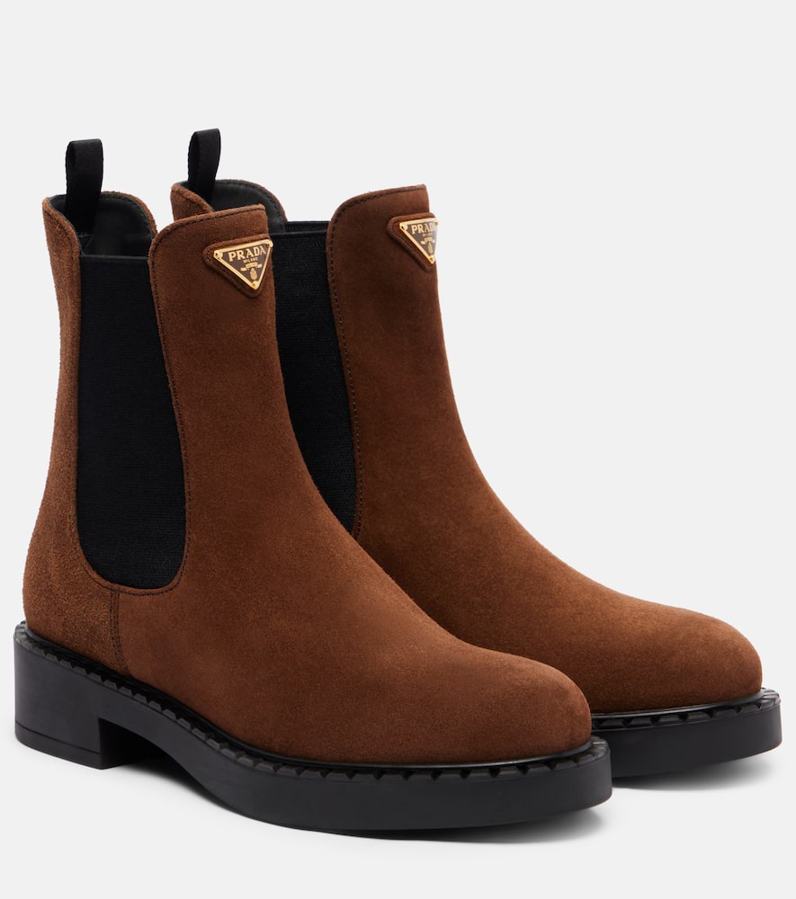 Шоколадные замшевые челси Prada, Cacao