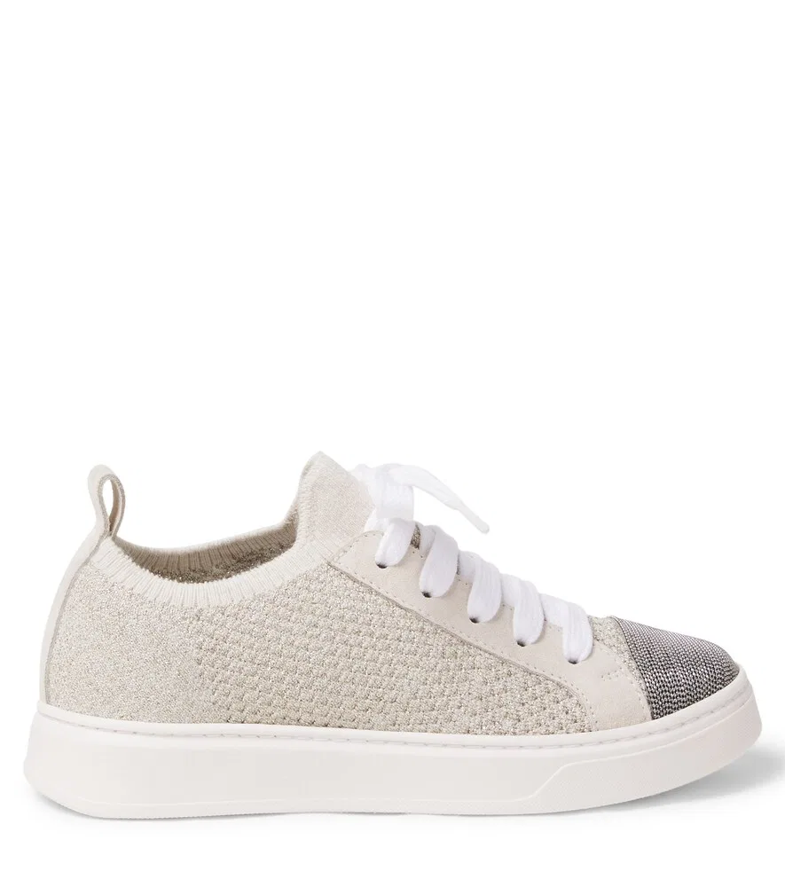 Вязаные кроссовки Monili Brunello Cucinelli Kids, бежевый — фото 3
