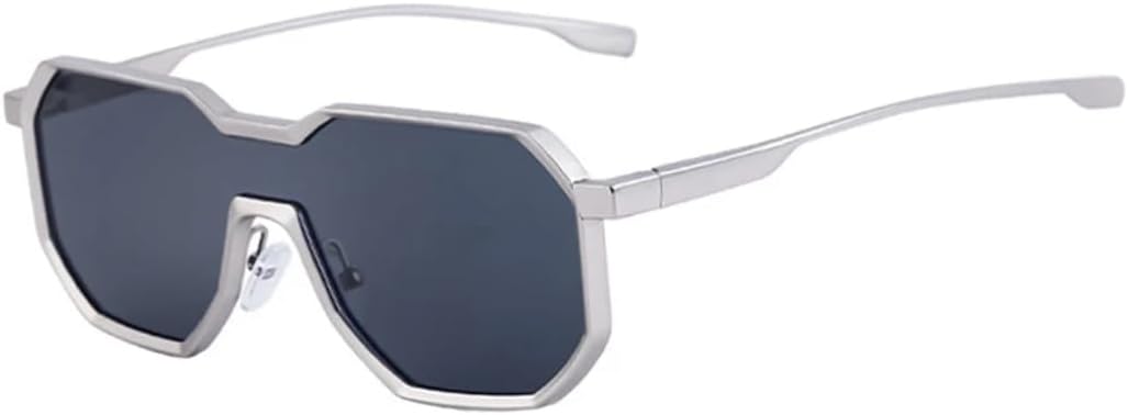 

Женские солнцезащитные очки неправильной формы, модные цельные, прозрачные, с градиентным зеркальным покрытием, защита от УФ-излучения UV400, мужские в стиле панк-метал VVTWSSW, Matte Silver Grey