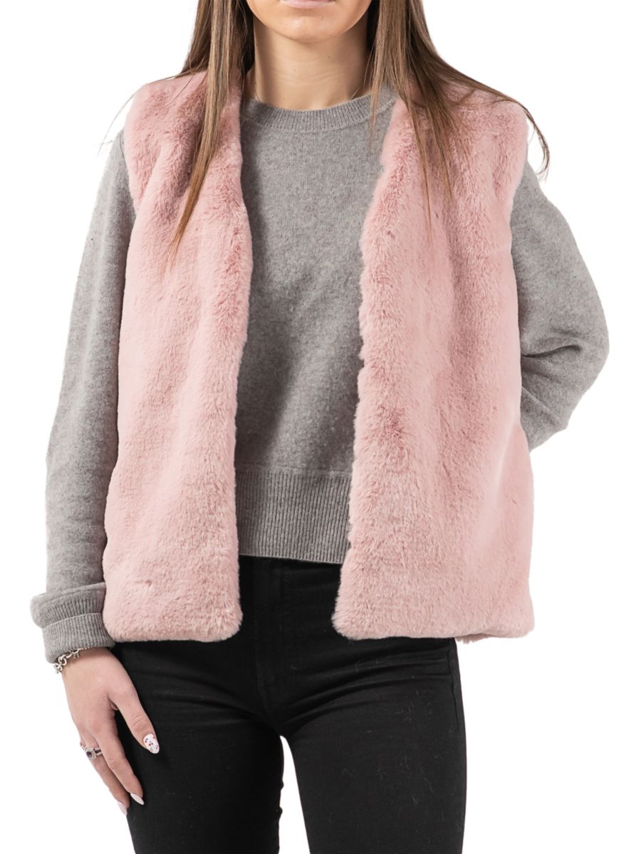 

Жилет из искусственного меха с V-образным вырезом Luxe Faux Fur, розовый