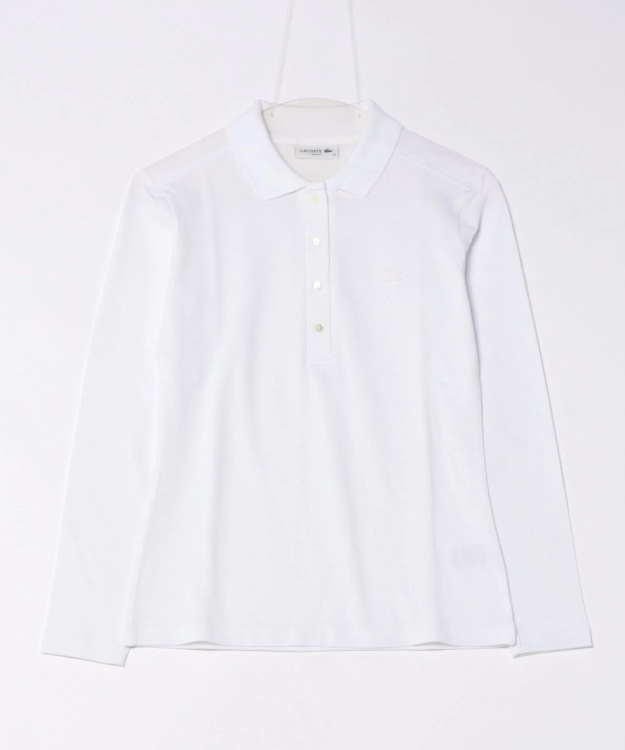 Поло Lacoste классический с длинным рукавом, белый