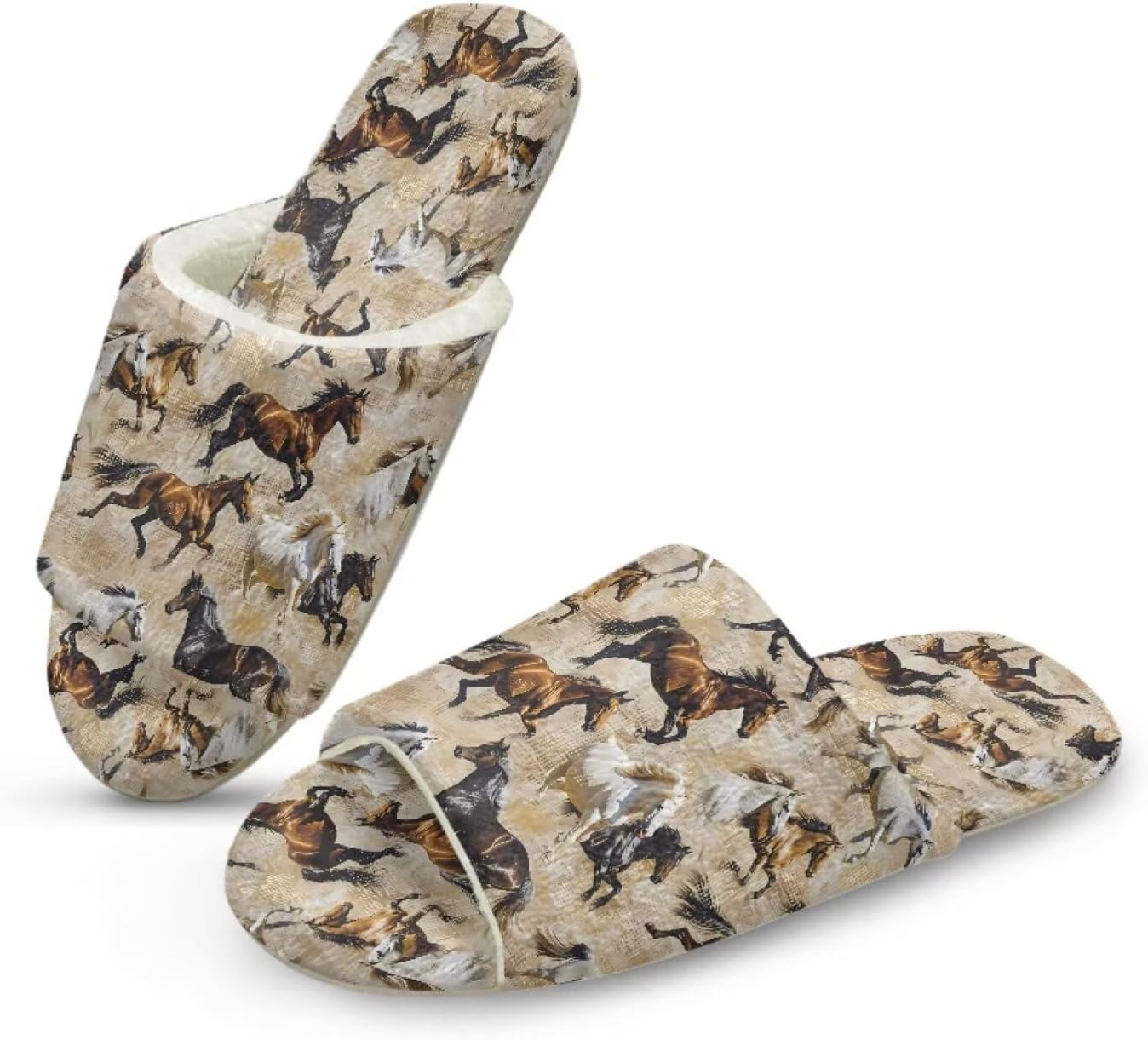 

Домашние тапочки Forchrinse для женщин и мужчин с открытым носком, гостевые тапочки, можно стирать, многоразовые, для спа и отеля, Horse Pattern